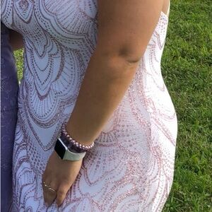 White and Pink Patterned Dress.   Daughter wore once for prom.